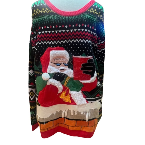 Holiday Time Ugly Christmas Sweater Men's Santa Beer Novelty 2X - Picture 1 of 6